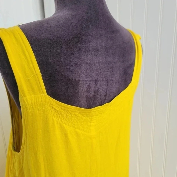 Colors of India Dress Womans Long Sleeveless Free Size Yellow Fringe Maxi Layere - Picture 9 of 12